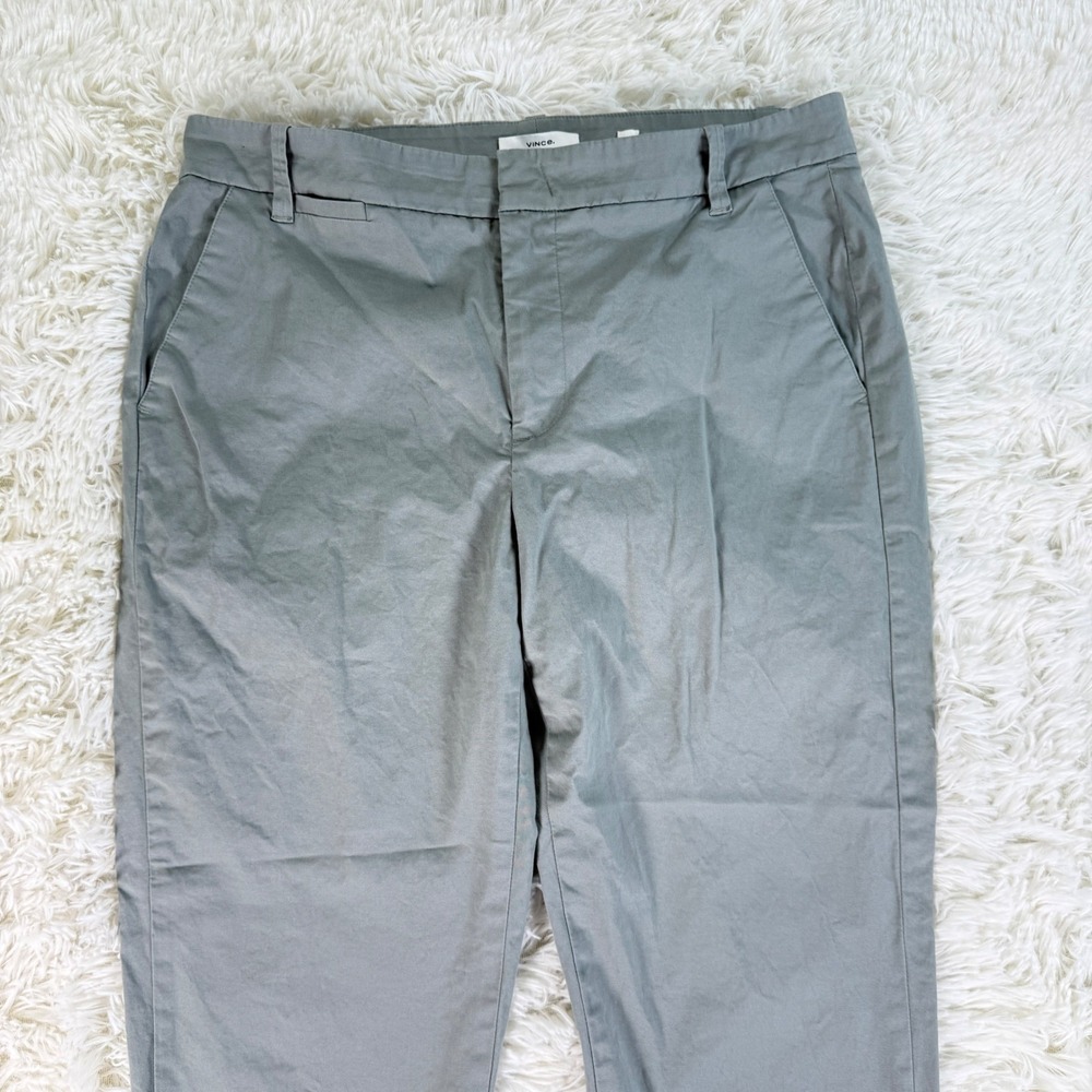 Vince Straight Leg Pants Size 12 Gray Cotton Minimalist Casual Preppy‎ Chic Work